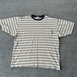 Club Shirt Mens Large Textured Stripe Pocket Crew Tee USA California Vintage